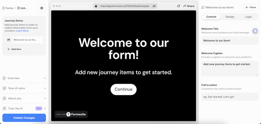 Second step of creating your first form Screenshot