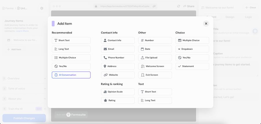 Adding a new journey item Screenshot