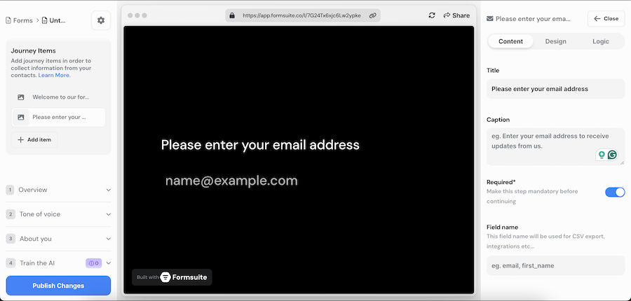 Editing a new journey item Screenshot