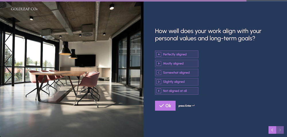 Formsuite builder interface showing a mix of Likert scale and open-ended survey questions